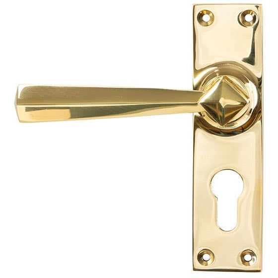 From The Anvil - Straight Lever Euro Lock Set - Polished Brass - 45761 - Choice Handles