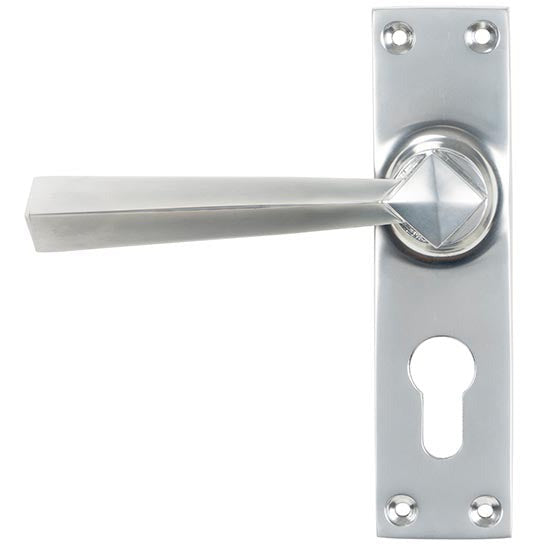 From The Anvil - Straight Lever Euro Lock Set - Satin Chrome - 45763 - Choice Handles