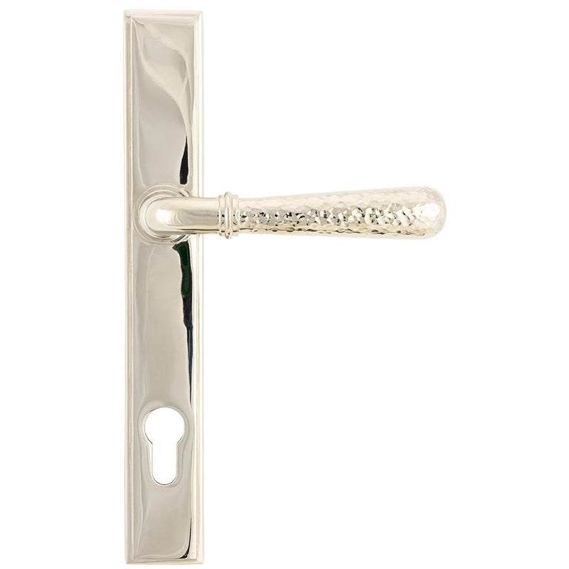 From The Anvil - Hammered Newbury Slimline Espag. Lock Set - Polished Nickel - 45771 - Choice Handles