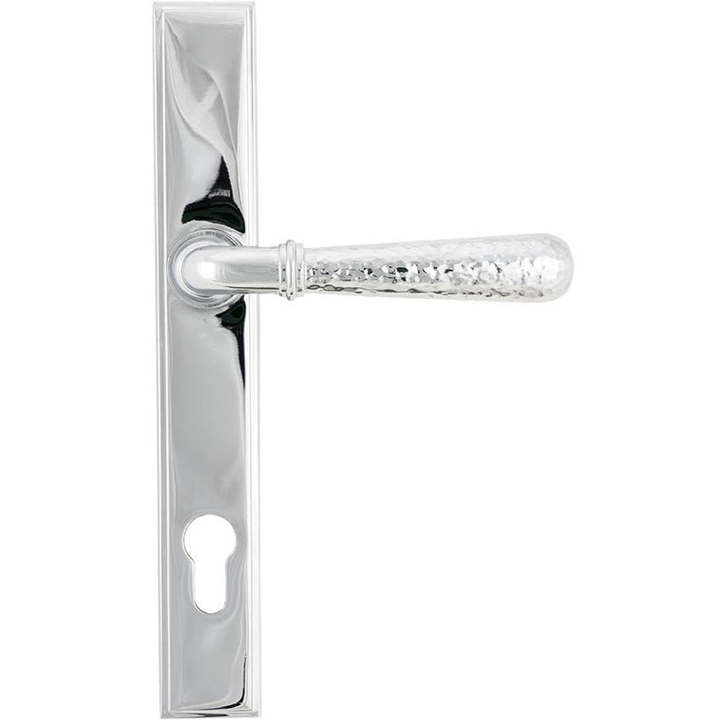 From The Anvil - Hammered Newbury Slimline Espag. Lock Set - Polished Chrome - 45772 - Choice Handles