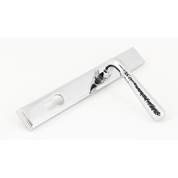 From The Anvil - Hammered Newbury Slimline Espag. Lock Set - Polished Chrome - 45772 - Choice Handles