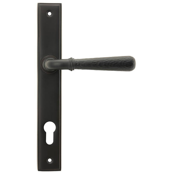 From The Anvil - Hammered Newbury Slimline Espag. Lock Set - Aged Bronze - 45773 - Choice Handles