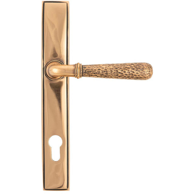 From The Anvil - Hammered Newbury Slimline Espag. Lock Set - Polished Bronze - 45774 - Choice Handles