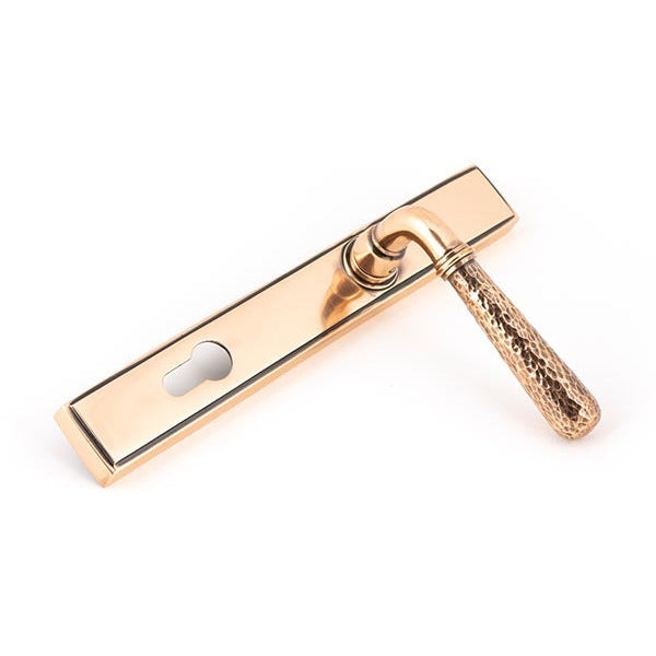 From The Anvil - Hammered Newbury Slimline Espag. Lock Set - Polished Bronze - 45774 - Choice Handles