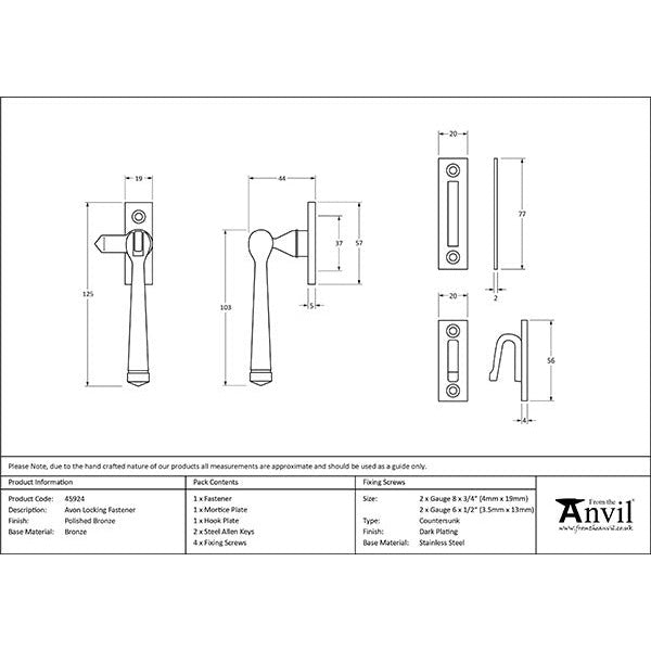 From The Anvil - Locking Avon Fastener - Polished Bronze - 45924 - Choice Handles