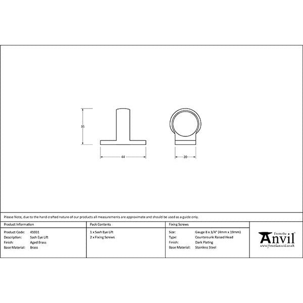 From The Anvil - Sash Eye Lift - Satin Chrome - 45931 - Choice Handles