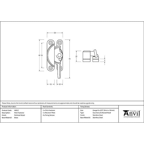 From The Anvil - Fitch Fastener - Polished Nickel - 46017 - Choice Handles