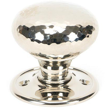 From The Anvil - Hammered Mushroom Mortice/Rim Knob Set - Polished Nickel - 46032 - Choice Handles