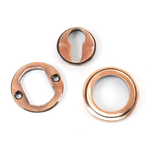 From The Anvil - Round Euro Escutcheon (Art Deco) - Polished Bronze - 46126 - Choice Handles