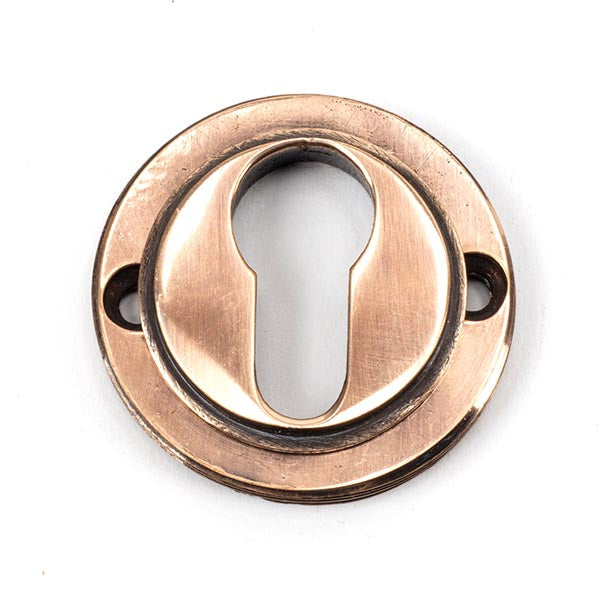 From The Anvil - Round Euro Escutcheon (Art Deco) - Polished Bronze - 46126 - Choice Handles