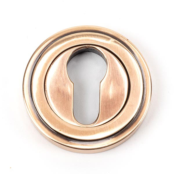 From The Anvil - Round Euro Escutcheon (Art Deco) - Polished Bronze - 46126 - Choice Handles