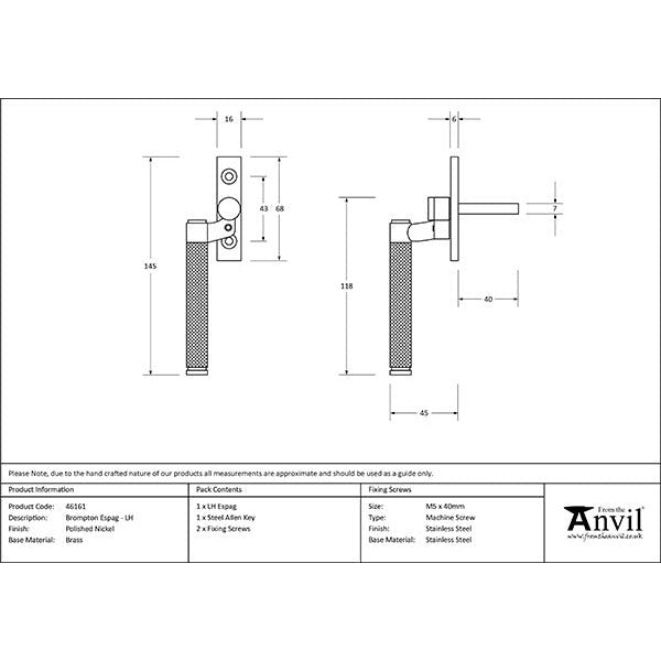 From The Anvil - Brompton Espag - LH - Polished Nickel - 46161 - Choice Handles