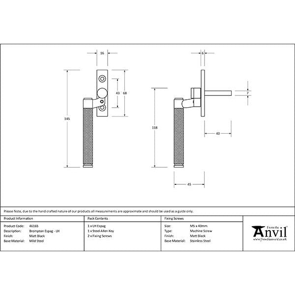 From The Anvil - Brompton Espag - LH - Matt Black - 46165 - Choice Handles