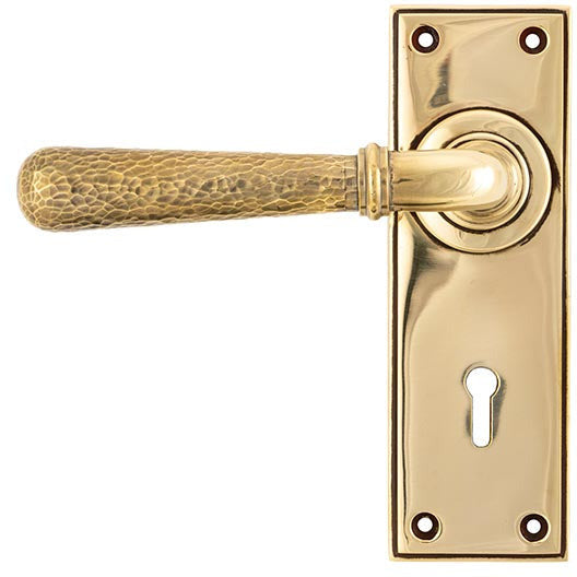 From The Anvil - Hammered Newbury Lever Lock Set - Aged Brass - 46209 - Choice Handles