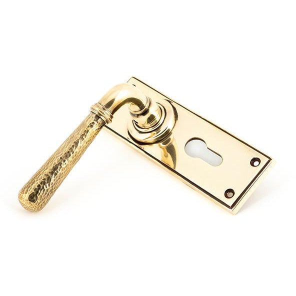 From The Anvil - Hammered Newbury Lever Euro Lock Set - Aged Brass - 46212 - Choice Handles