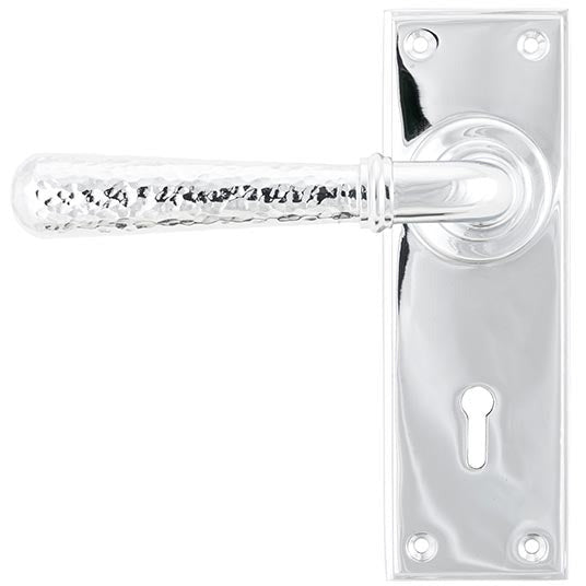 From The Anvil - Hammered Newbury Lever Lock Set - Polished Chrome - 46213 - Choice Handles