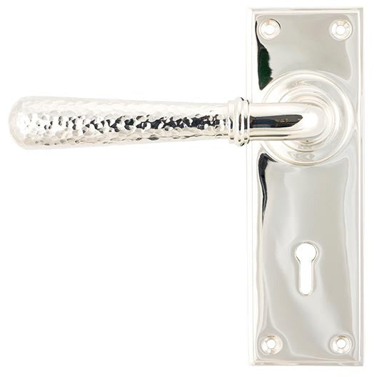 From The Anvil - Hammered Newbury Lever Lock Set - Polished Nickel - 46217 - Choice Handles