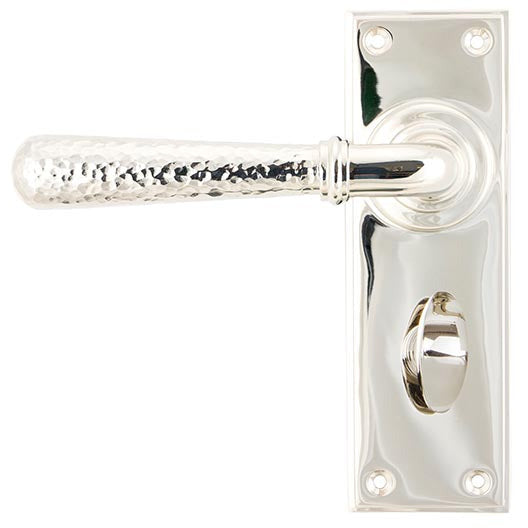 From The Anvil - Hammered Newbury Lever Bathroom Set - Polished Nickel - 46219 - Choice Handles