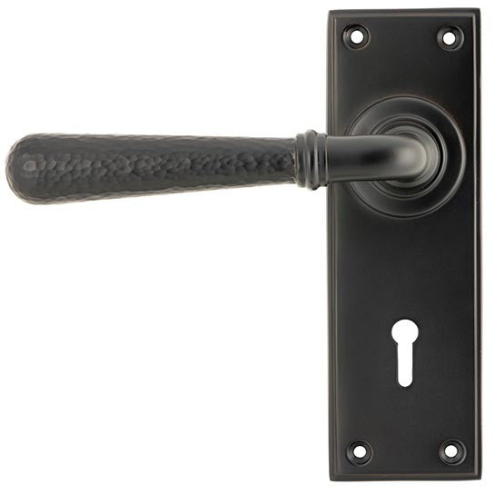 From The Anvil - Hammered Newbury Lever Lock Set - Aged Bronze - 46221 - Choice Handles