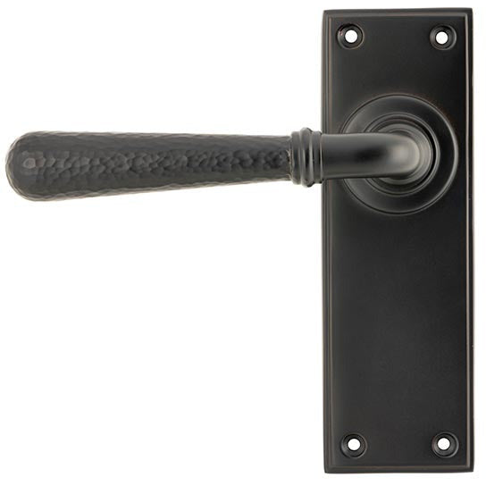 From The Anvil - Hammered Newbury Lever Latch Set - Aged Bronze - 46222 - Choice Handles