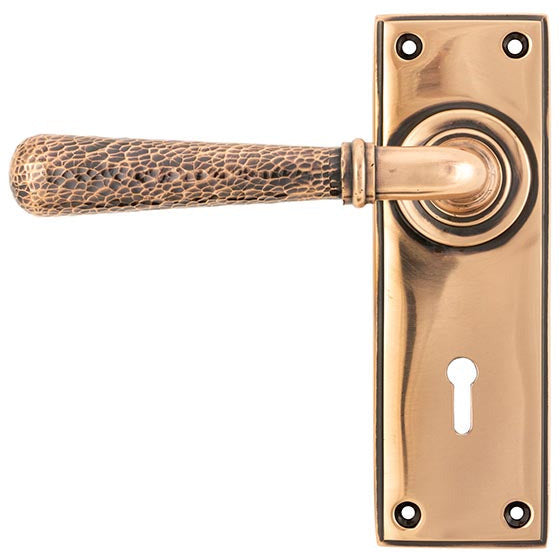 From The Anvil - Hammered Newbury Lever Lock Set - Polished Bronze - 46225 - Choice Handles