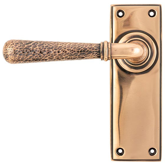 From The Anvil - Hammered Newbury Lever Latch Set - Polished Bronze - 46226 - Choice Handles