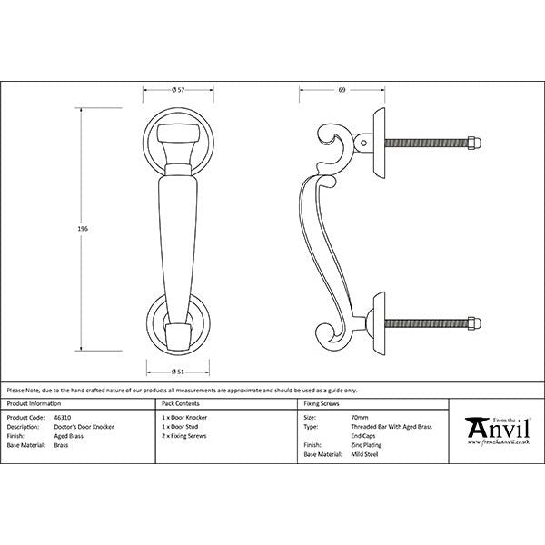 From The Anvil - Doctors Door Knocker - Aged Brass - 46310 - Choice Handles