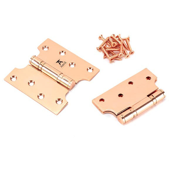 From The Anvil - 4" x 2" x 4"  Parliament Hinge (pair) ss - Polished Bronze - 46522 - Choice Handles