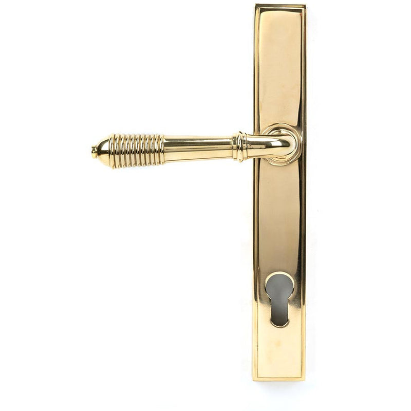 From The Anvil - Reeded Slimline Lever Espag. Lock Set - Polished Brass - 46545 - Choice Handles