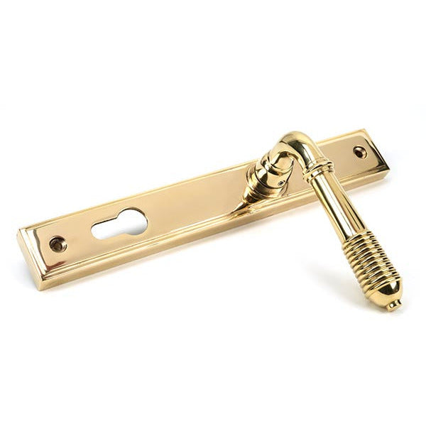 From The Anvil - Reeded Slimline Lever Espag. Lock Set - Polished Brass - 46545 - Choice Handles