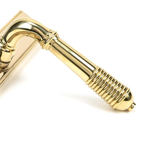 From The Anvil - Reeded Slimline Lever Espag. Lock Set - Polished Brass - 46545 - Choice Handles