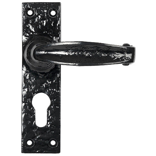 From The Anvil - MF Lever Euro Lock Set - Black - 46576 - Choice Handles