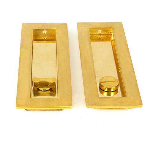 From The Anvil - 175mm Plain Rectangular Pull - Privacy Set - Polished Brass - 47163 - Choice Handles