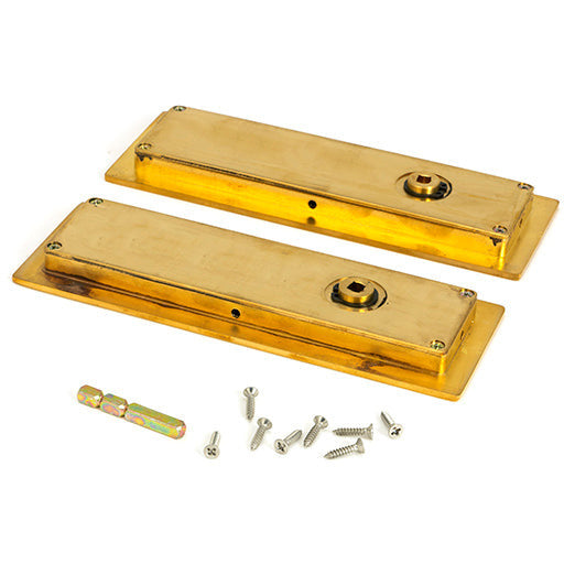 From The Anvil - 175mm Plain Rectangular Pull - Privacy Set - Polished Brass - 47163 - Choice Handles