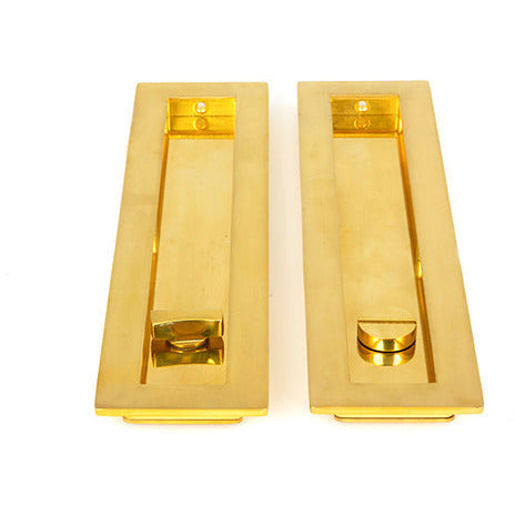 From The Anvil - 250mm Plain Rectangular Pull - Privacy Set - Polished Brass - 47164 - Choice Handles