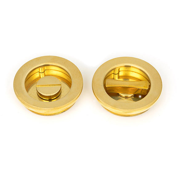 From The Anvil - 60mm Plain Round Pull - Privacy Set - Polished Brass - 47171 - Choice Handles