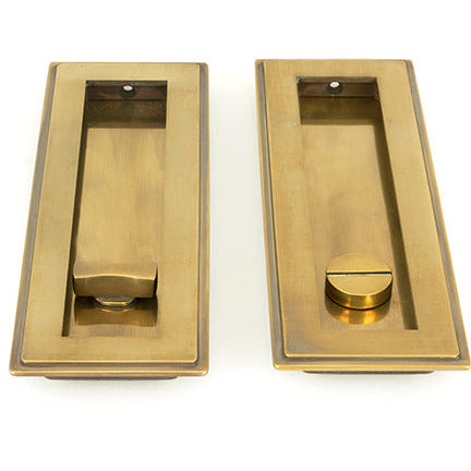 From The Anvil - 175mm Art Deco Rectangular Pull - Privacy Set - Aged Brass - 48308 - Choice Handles