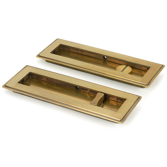 From The Anvil - 175mm Art Deco Rectangular Pull - Privacy Set - Aged Brass - 48308 - Choice Handles