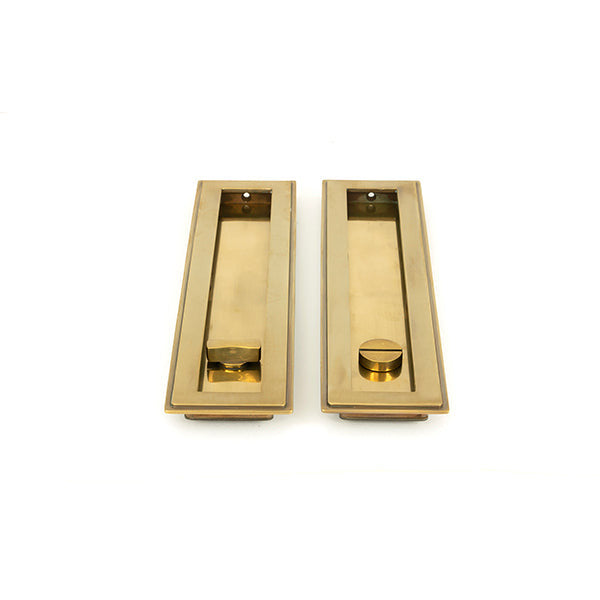 From The Anvil - 250mm Art Deco Rectangular Pull - Privacy Set - Aged Brass - 48309 - Choice Handles