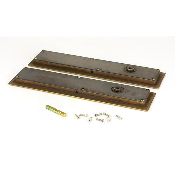 From The Anvil - 250mm Art Deco Rectangular Pull - Privacy Set - Aged Brass - 48309 - Choice Handles