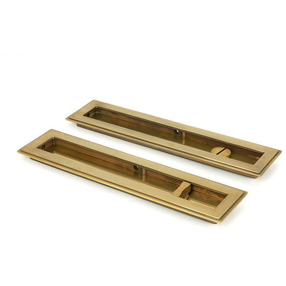 From The Anvil - 250mm Art Deco Rectangular Pull - Privacy Set - Aged Brass - 48309 - Choice Handles