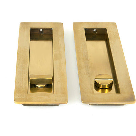 From The Anvil - 175mm Plain Rectangular Pull - Privacy Set - Aged Brass - 48314 - Choice Handles