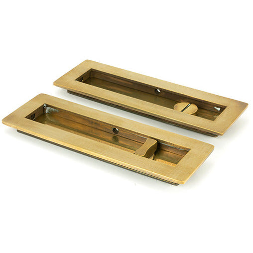 From The Anvil - 175mm Plain Rectangular Pull - Privacy Set - Aged Brass - 48314 - Choice Handles