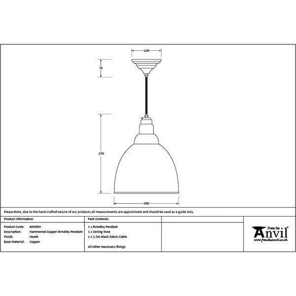 From The Anvil - Brindley Pendant in Heath - Hammered Copper - 49500H - Choice Handles