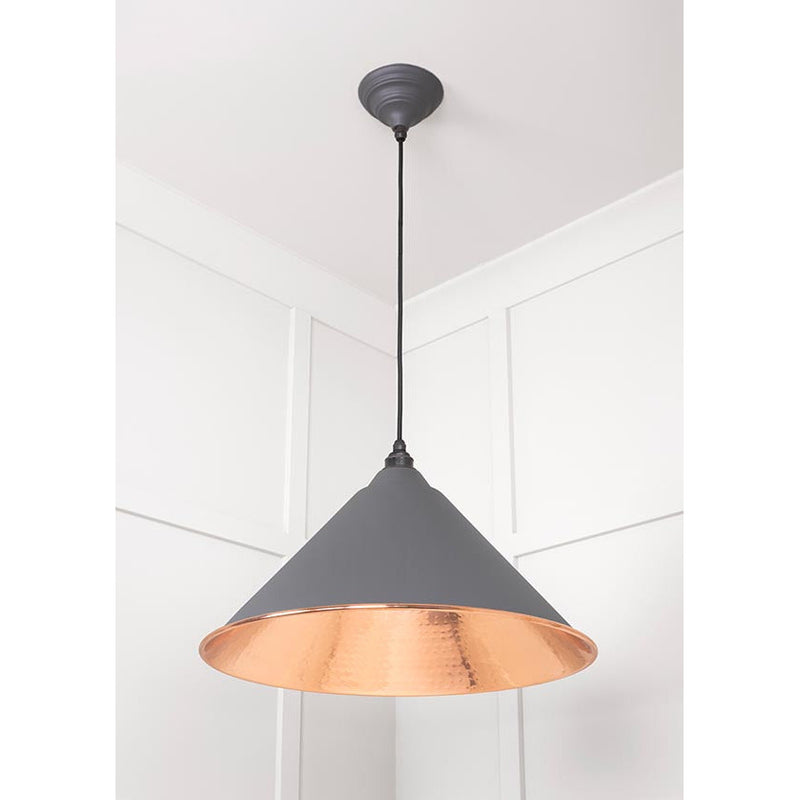 From The Anvil - Hockley Pendant in Bluff - Hammered Copper - 49503BL - Choice Handles