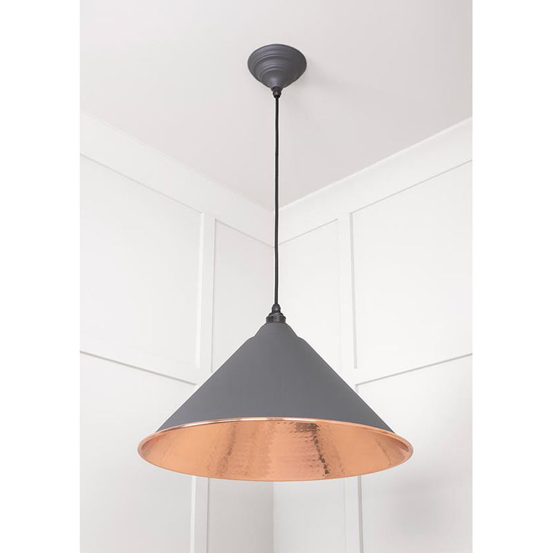 From The Anvil - Hockley Pendant in Bluff - Hammered Copper - 49503BL - Choice Handles