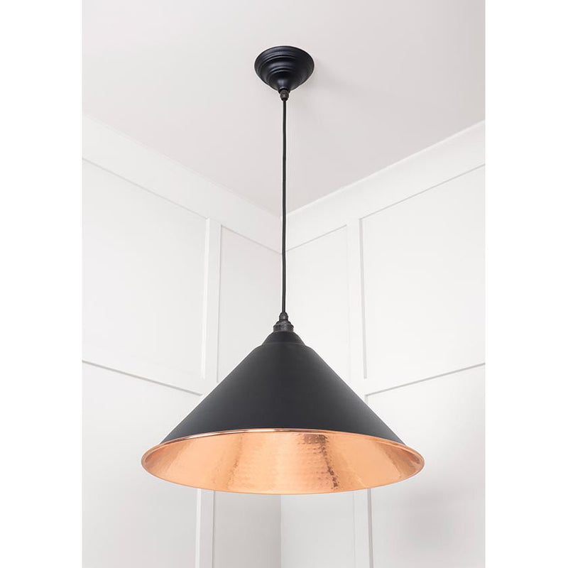 From The Anvil - Hockley Pendant in Elan Black - Hammered Copper - 49503EB - Choice Handles