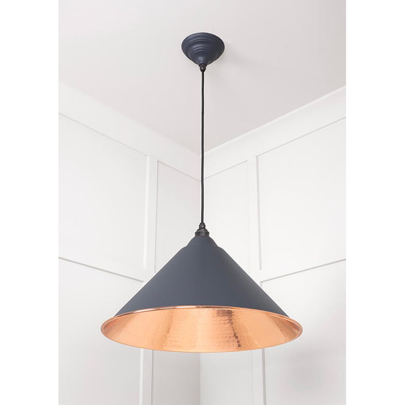 From The Anvil - Hockley Pendant in Slate - Hammered Copper - 49503SL - Choice Handles