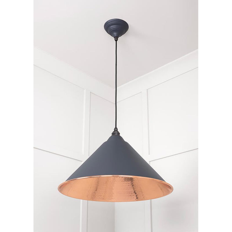 From The Anvil - Hockley Pendant in Slate - Hammered Copper - 49503SL - Choice Handles