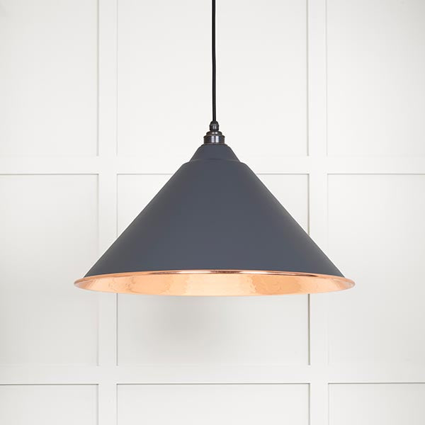 From The Anvil - Hockley Pendant in Slate - Hammered Copper - 49503SL - Choice Handles